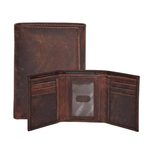 trifold closure with 6 compartments, 3 sections, 2 pockets, and 5 card slots