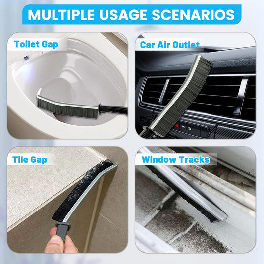 triple bristle system: brass for metal polishing, stainless steel for rust removal, nylon for delicate surfaces