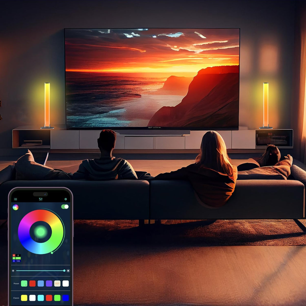 triple control system: dedicated app, ir remote, and physical control box