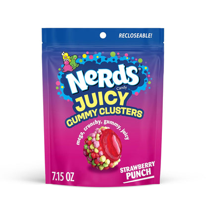 triple-texture construction: tangy crunchy nerds coating, sweet gummy layer, and juicy liquid center