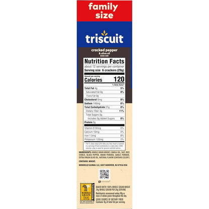 Triscuit Cracked Pepper & Olive Oil Crackers – Non-GMO Whole Grain Snack for Clean-Eating Pantry