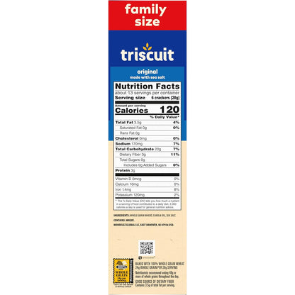 Triscuit Original Whole Grain Wheat Crackers – Mindful Snacking for Home Kitchen and Office Desk, 12.5 oz