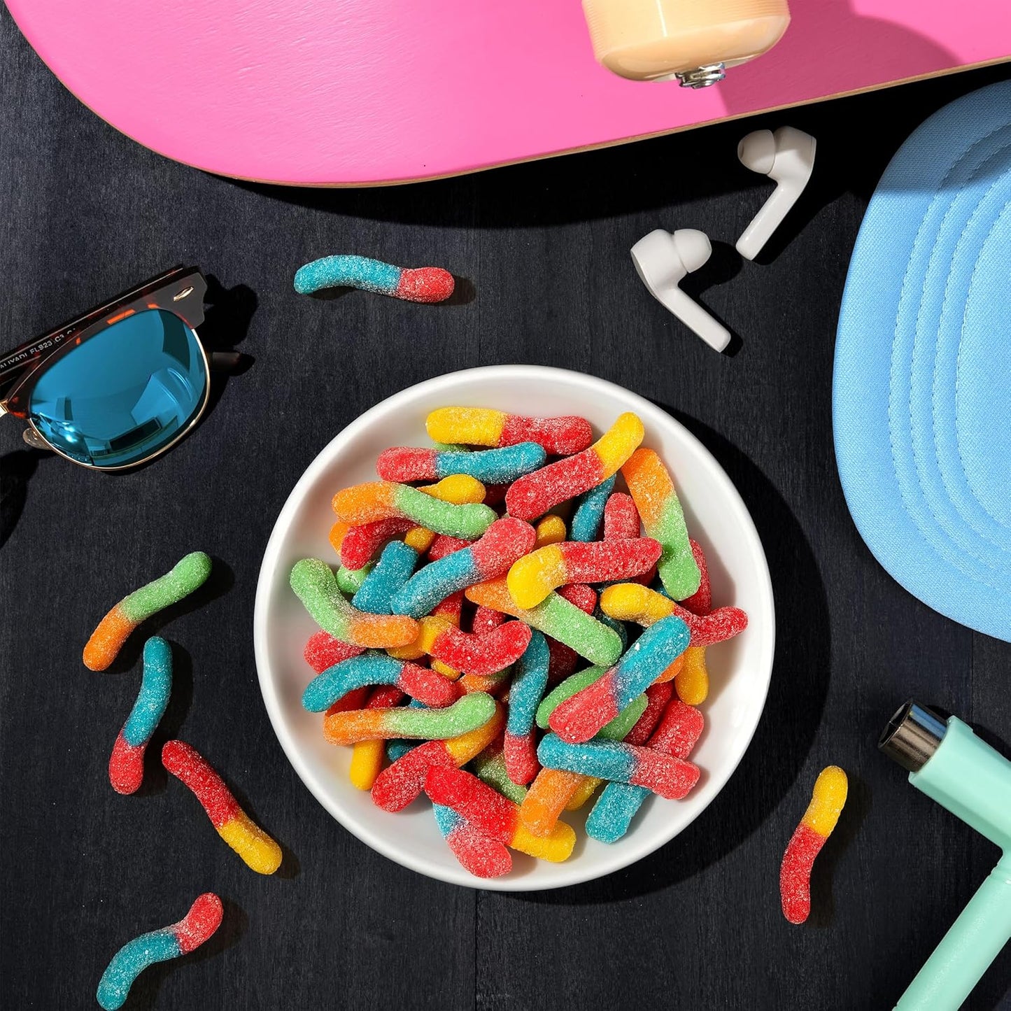 Trolli Sour Brite Crawlers Gummy Worms 28.8 oz Resealable Bag - Portable Sweet and Sour Candy for Camping Trips, Beach Days, and Picnics