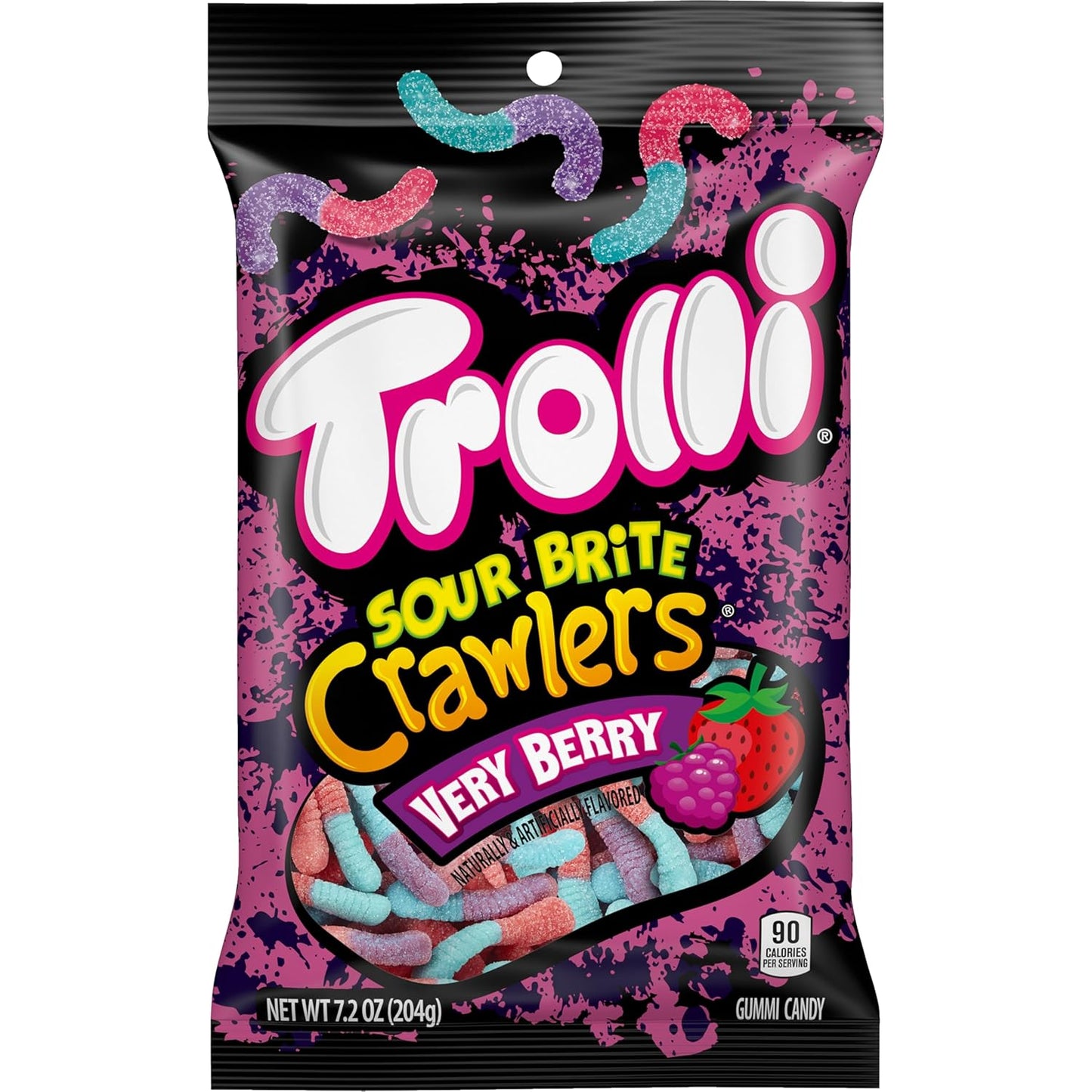 Trolli Sour Brite Crawlers Very Berry Gummy Worms – Nostalgic Sweet and Sour Candy Gift for Teens and Young Adults