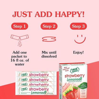 True Citrus True Lemon Strawberry Lemonade Water Enhancer – Daily Hydration Ritual for Low-Calorie Wellness Routines