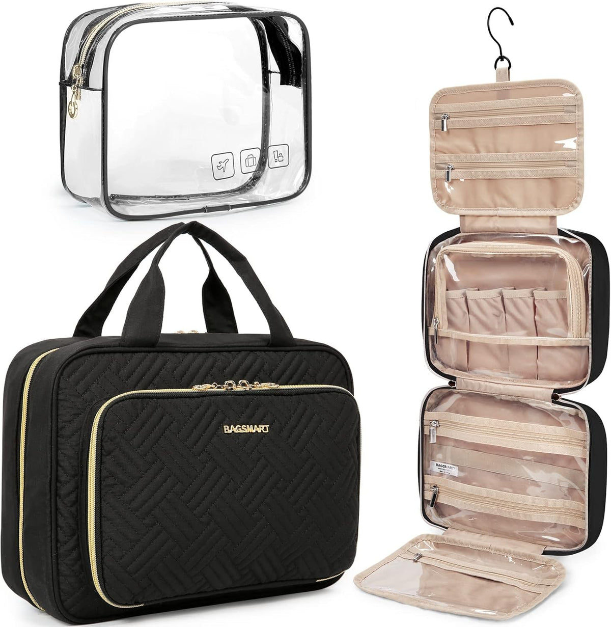 tsa-approved transparent cosmetic bag compliant with 3-1-1 liquid regulations