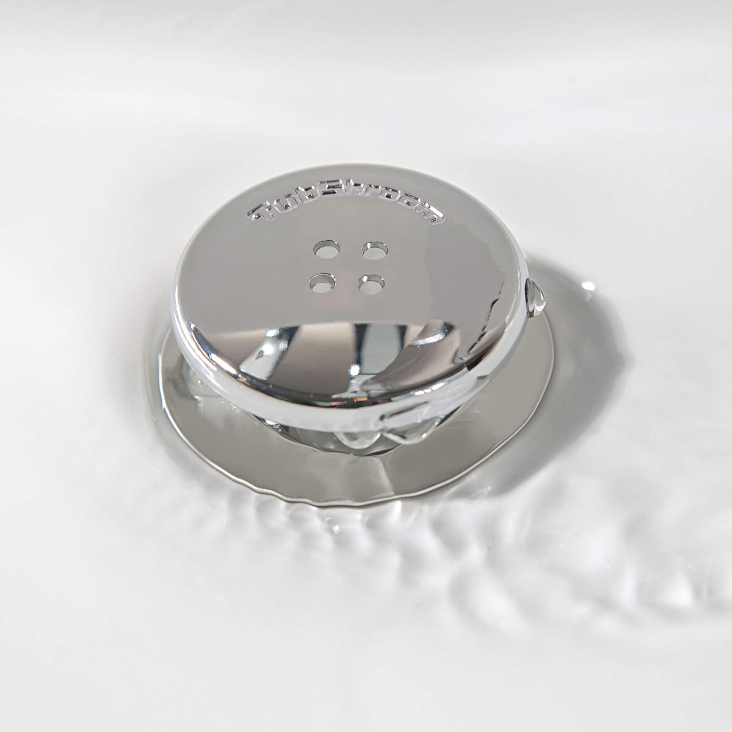 TubShroom Tub Drain Hair Catcher - Chrome Finish Bathroom Decor Accessory, Concealed In-Drain Design for Modern Showers