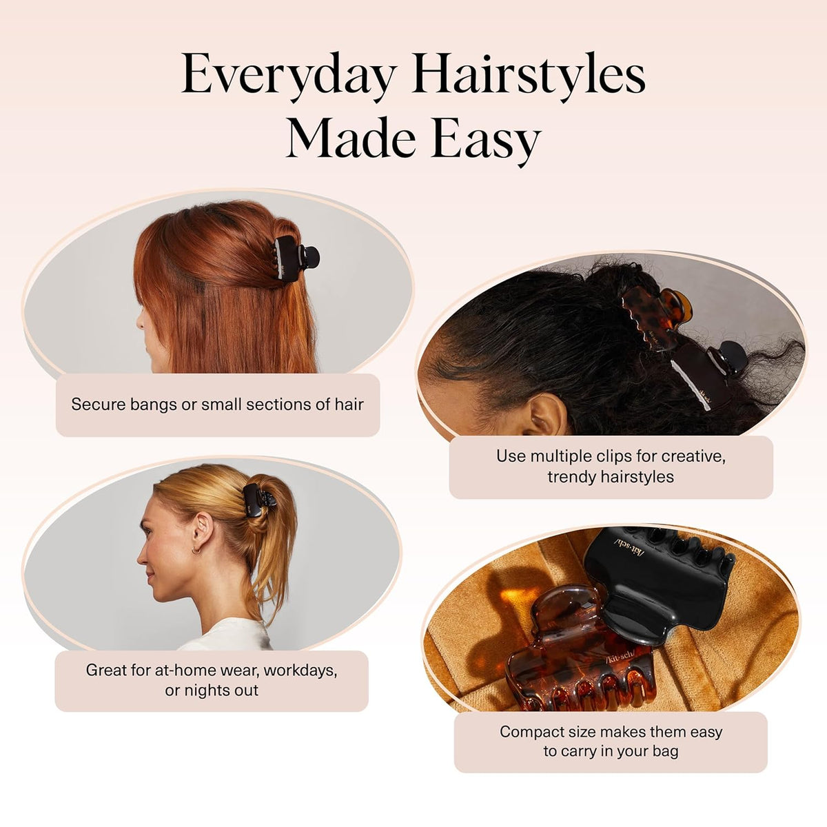 twist-and-clip mechanism enabling fast half-up or full updo styling