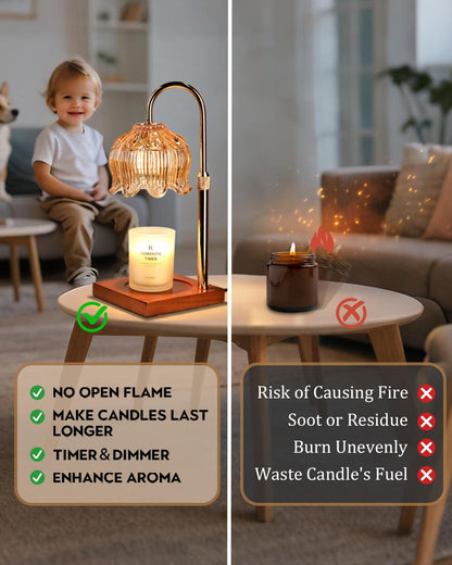 two 50w 120v gu10 incandescent bulbs included for fast, even wax melting