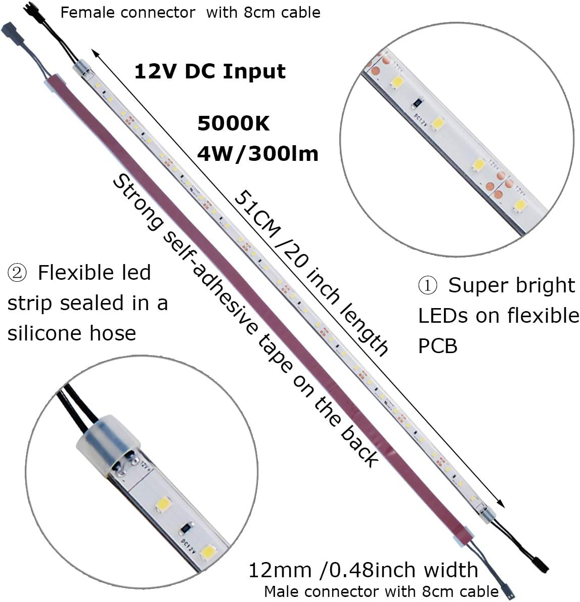 two color temperature variants: warm white 2700k and daylight 5000k