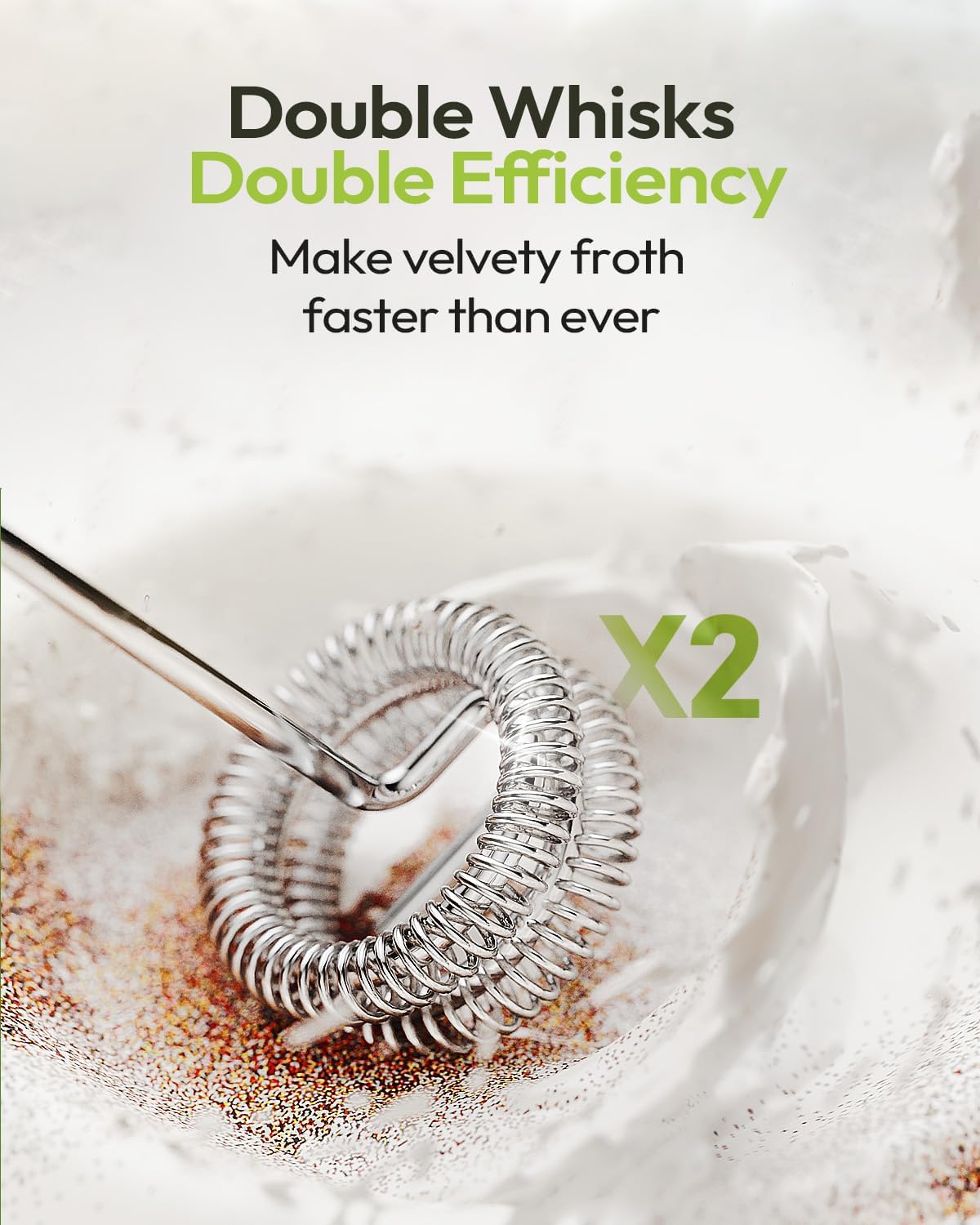 two detachable frothing whisks included