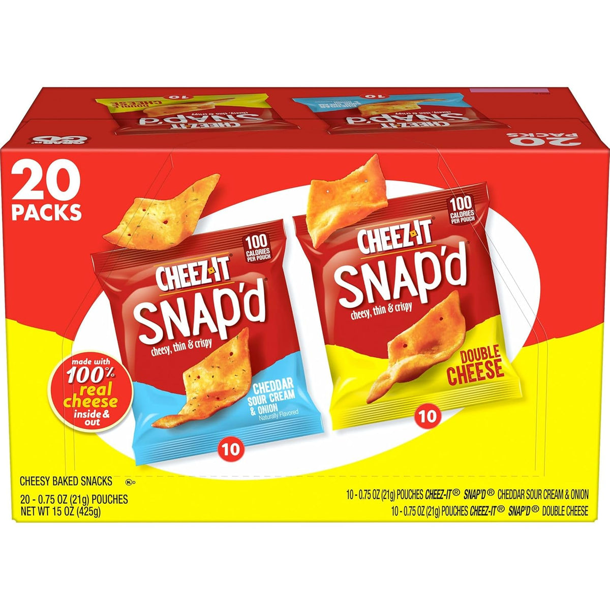 two flavor varieties: double cheese and cheddar sour cream & onion