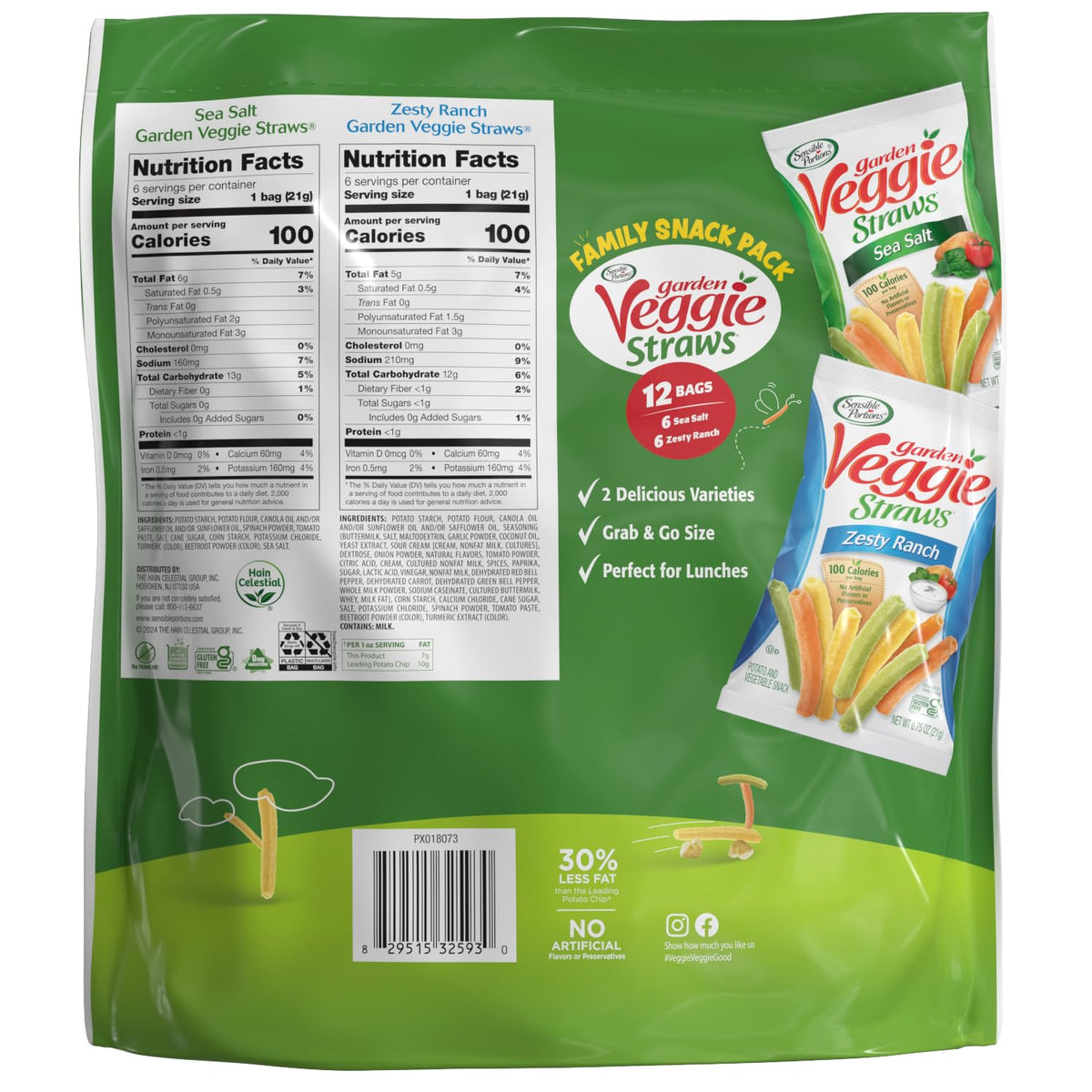 two flavors included: sea salt and zesty ranch for variety in one purchase