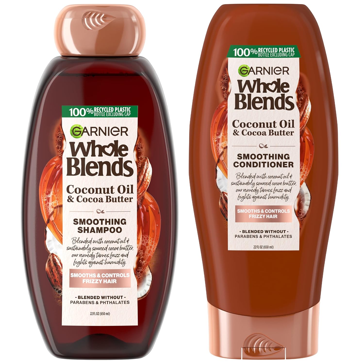 two-piece set: smoothing coconut oil shampoo and conditioner (22 fl oz each)