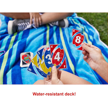 two product variants: standard cardstock uno (b00004tzy8) and splash waterproof version (b00txi1new)