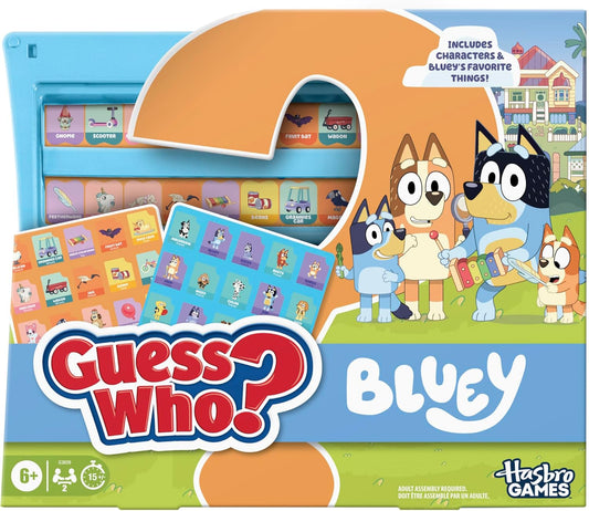 two-sided flip boards featuring bluey family/friends on one side and bluey's favorite objects on the other