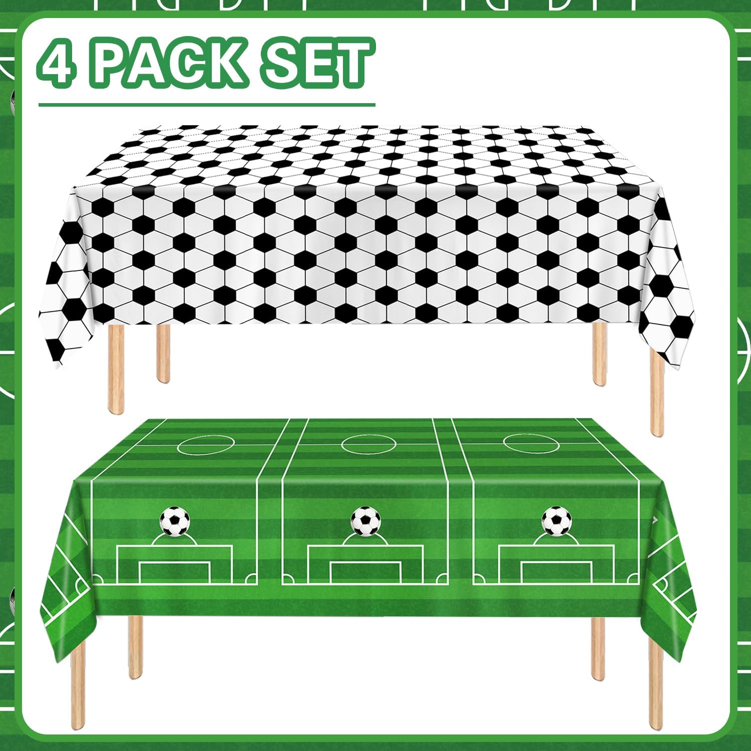 two unique themed designs included per pack (e.g., soccer ball pattern and green field)