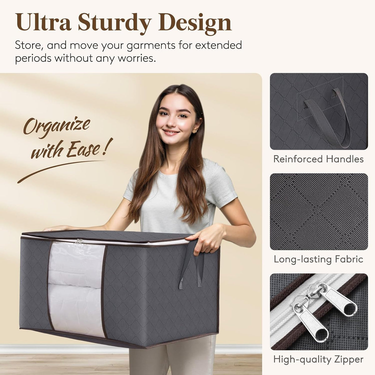 two-way #5 stainless steel zippers for smooth full-bag access