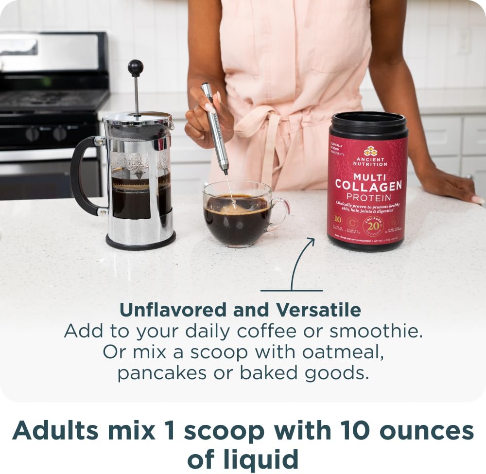 unflavored base with 5 flavor variants (chocolate, vanilla, cucumber lime, strawberry lemonade, cold brew) and 6 size options from 24 to 100 servings