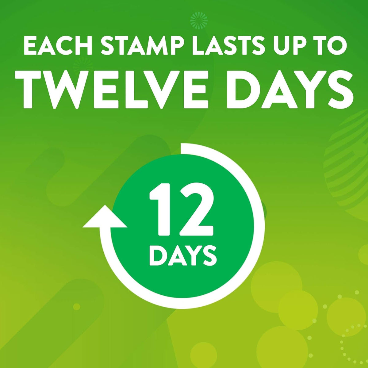 up to 12 days of continuous cleaning action per single stamp