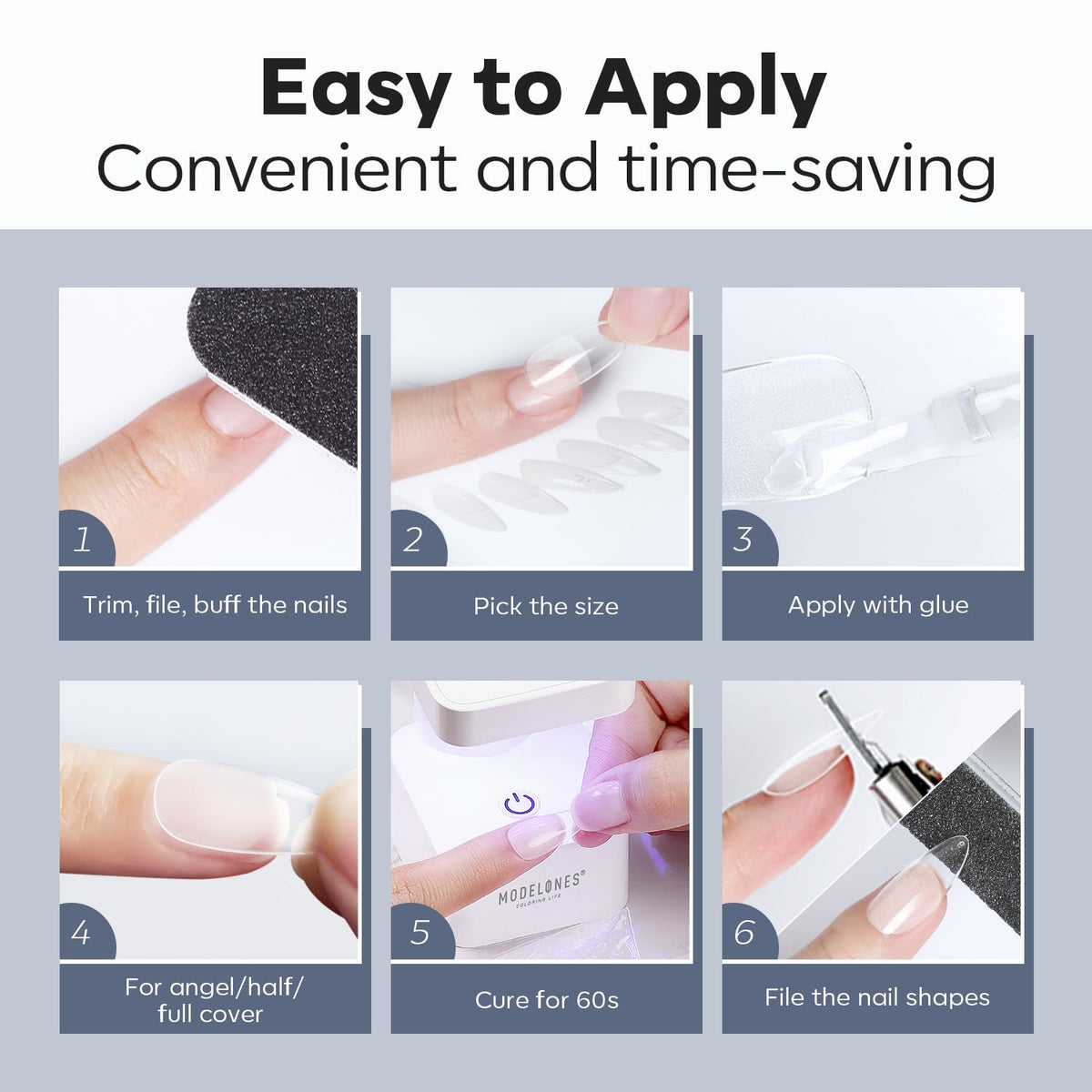 uv/led lamp curing in 40–60 seconds with no clamping or holding required