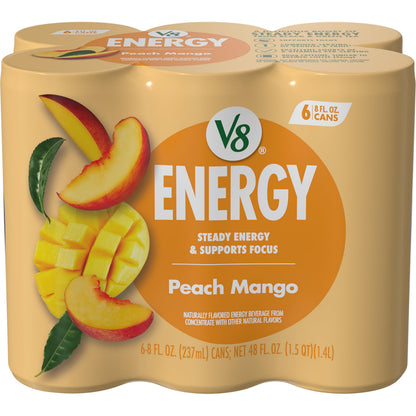 V8 +Energy Sparkling Juice-Style Energy Drink – Clean Label Afternoon Pick-Me-Up for Mindful Professionals, 50 Calories, No Added Sugar