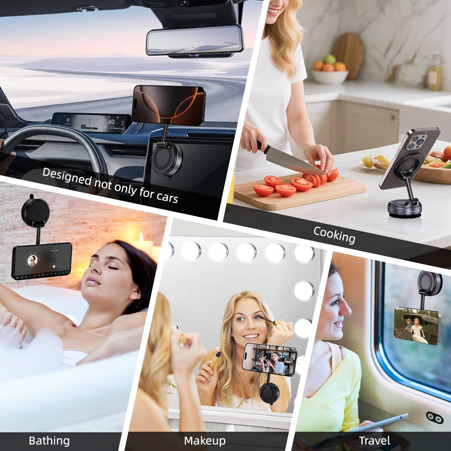 Vacuum Magnetic Suction Phone Holder – Secure Car Dashboard Mount for Hands-Free GPS and Calls, Black