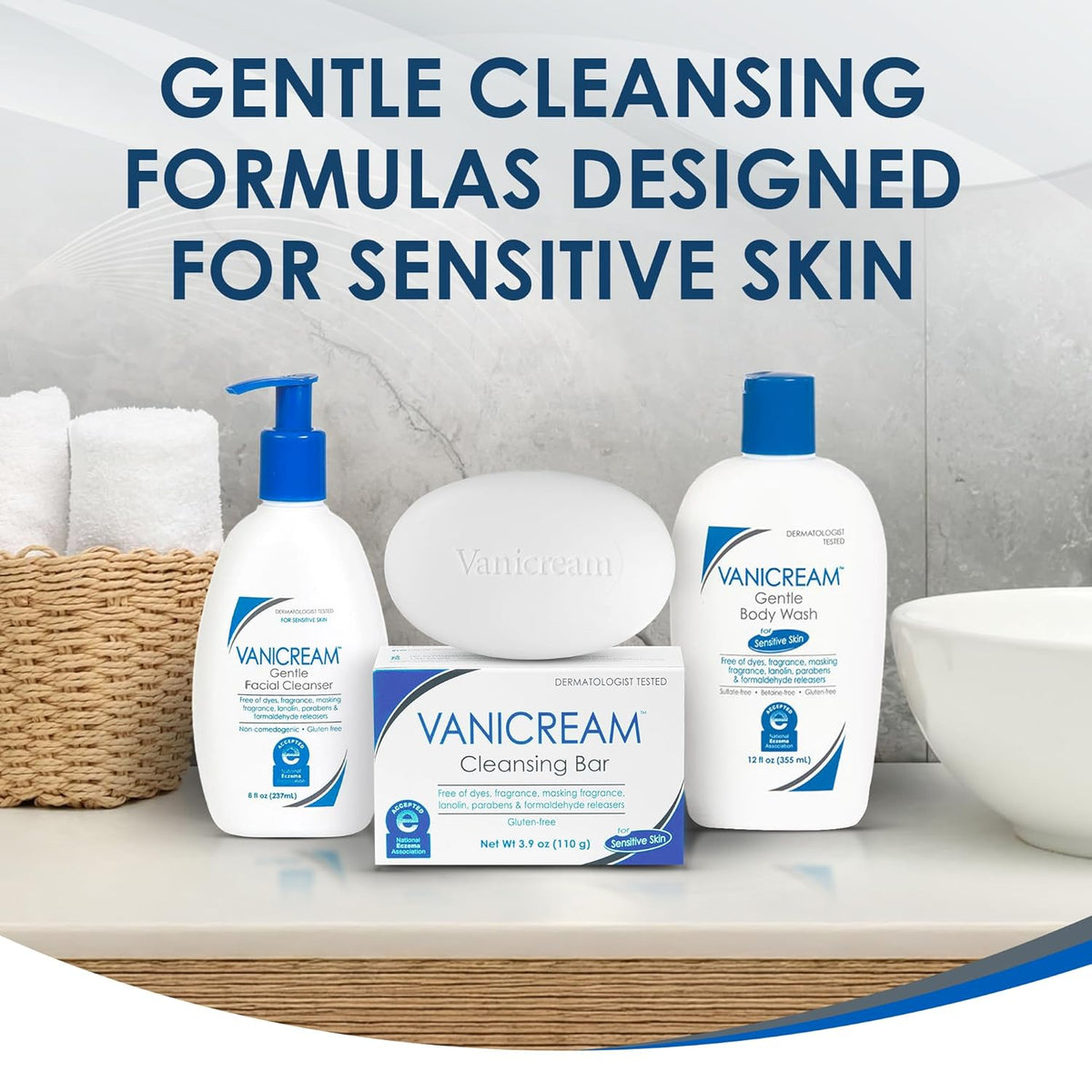 Vanicream Cleansing Bar — Irritant-Free Bar Free of Fragrance, Dyes, and Parabens for Reactive Skin