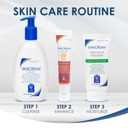 Vanicream Daily Facial Moisturizer with Ceramides and Hyaluronic Acid - Dermatologist Tested Formula for Reactive and Eczema Prone Skin