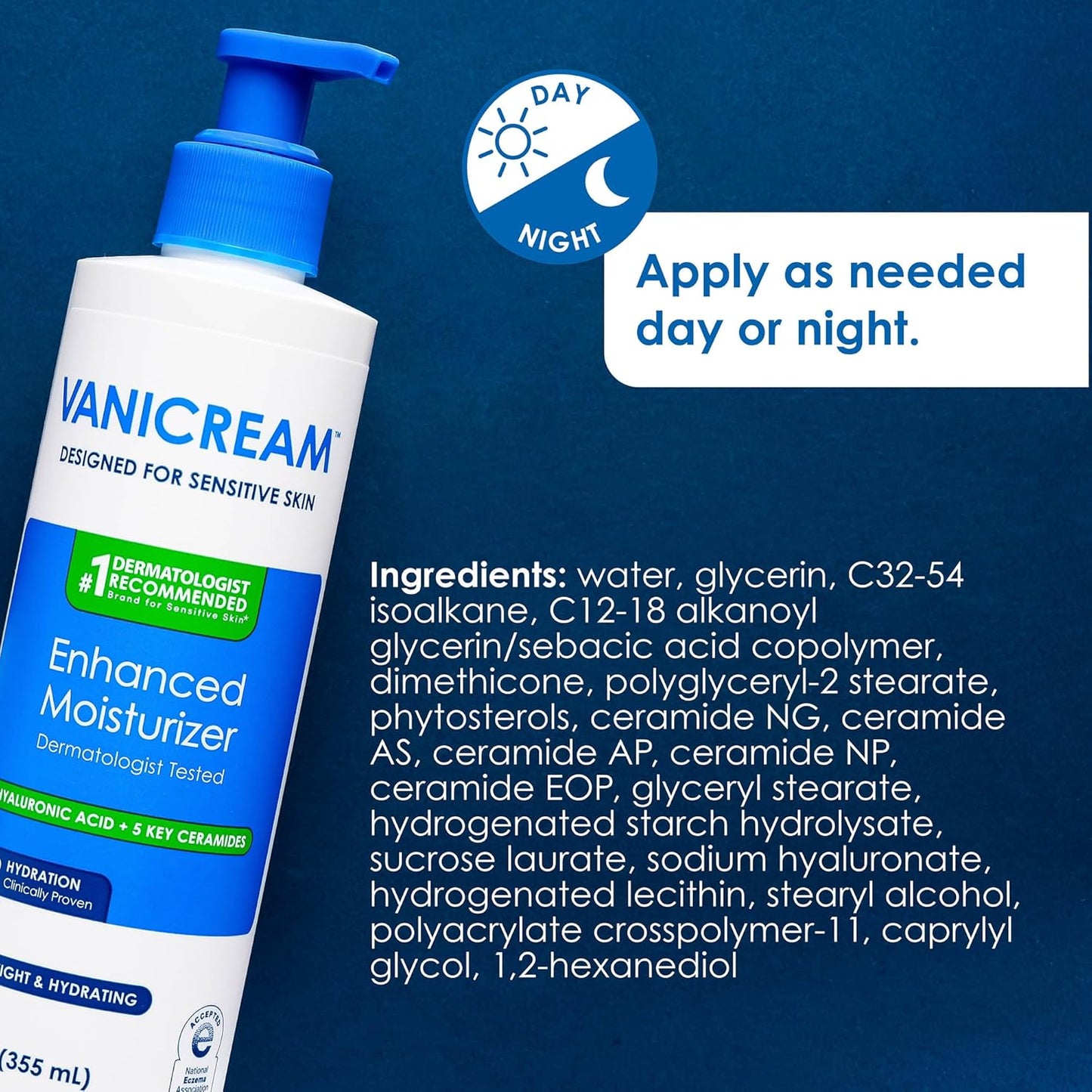 Vanicream Enhanced Moisturizer – Sensitive Skin Body Lotion for Nightly Wind-Down Skincare Ritual