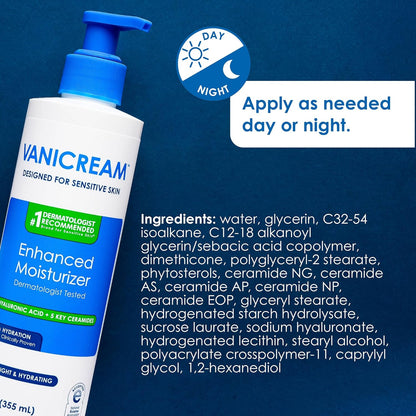 Vanicream Enhanced Moisturizer – Sensitive Skin Body Lotion for Nightly Wind-Down Skincare Ritual