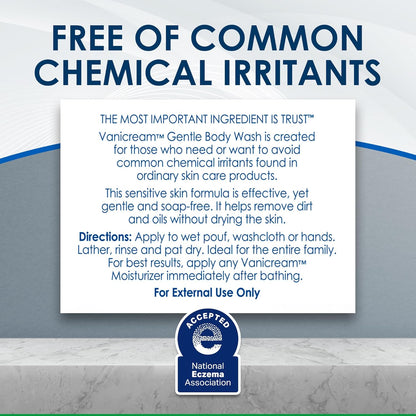 Vanicream Gentle Body Wash – Calming Sensitive Skin Cleanser for Daily Self-Care Ritual