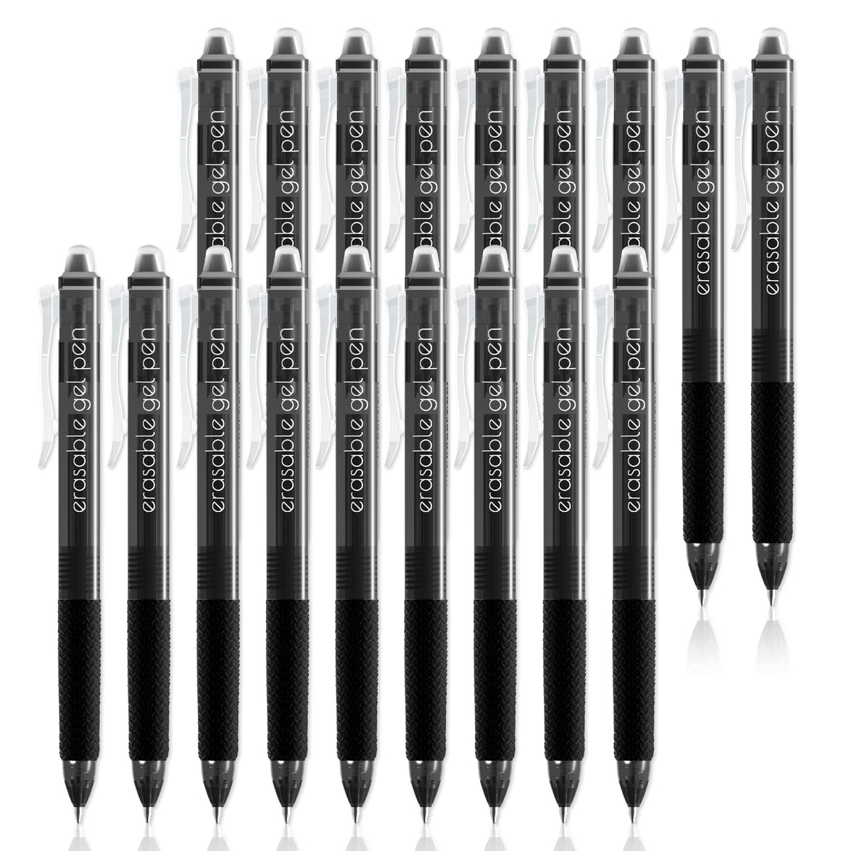 Vanstek 18 Black Retractable Erasable Gel Pens Clicker, Fine Point(0.7), Make Mistakes Disappear, Premium Comfort Grip, Black Ink for Planners, Note Taking and Crossword Puzzles
