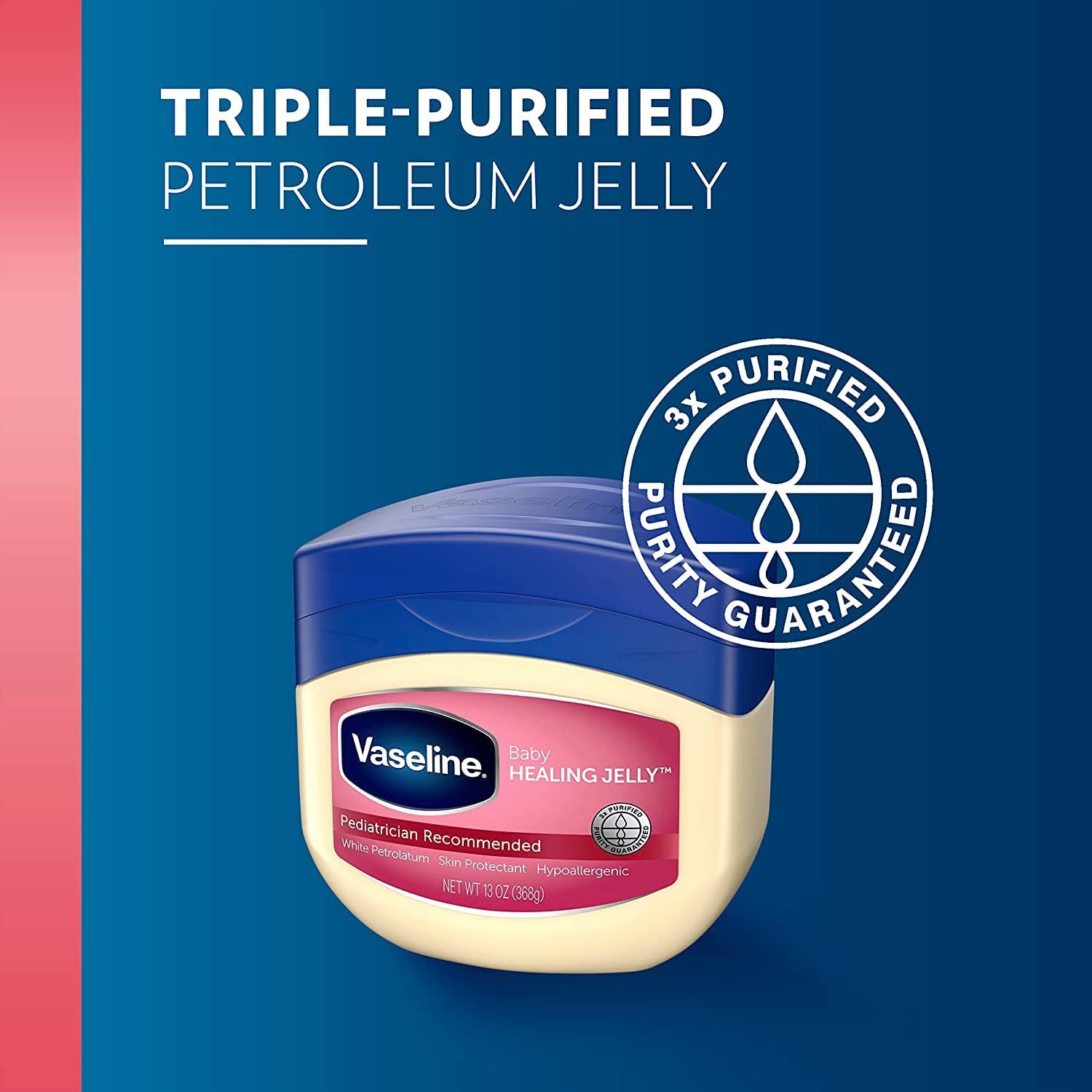 Vaseline Baby Petroleum Jelly 4-Pack – Soothing Post-Bath Moisture Lock for Calming Baby Skincare Rituals