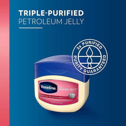 Vaseline Baby Petroleum Jelly 4-Pack – Soothing Post-Bath Moisture Lock for Calming Baby Skincare Rituals