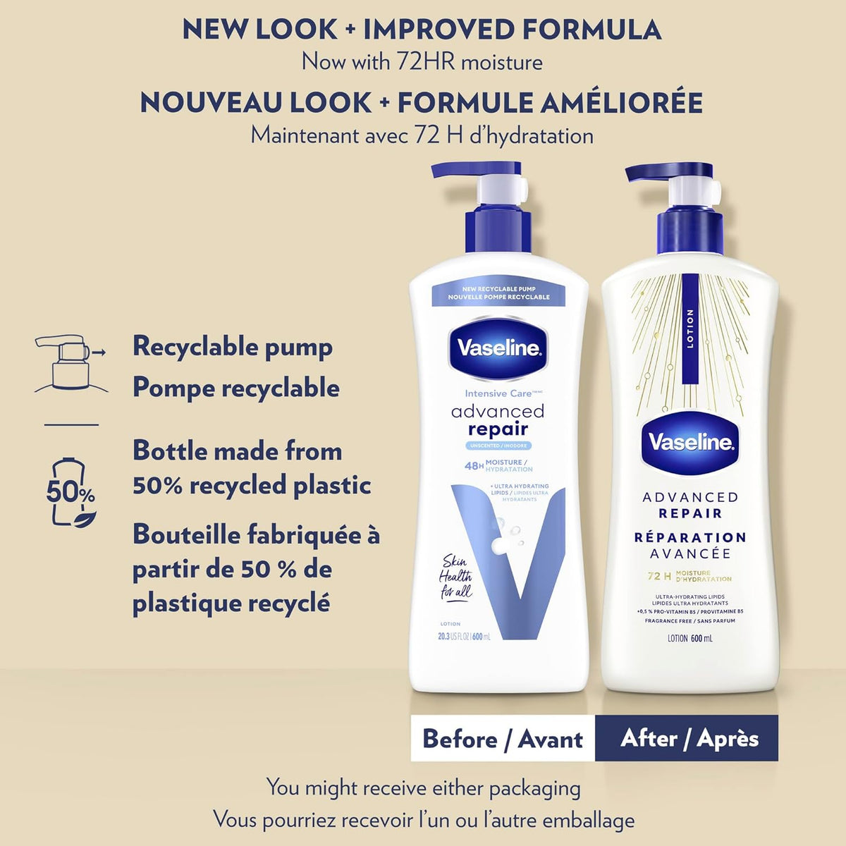 Vaseline Intensive Care Unscented Advanced Repair Body Lotion – Thoughtful Self-Care Gift for Mom, 20.3 oz