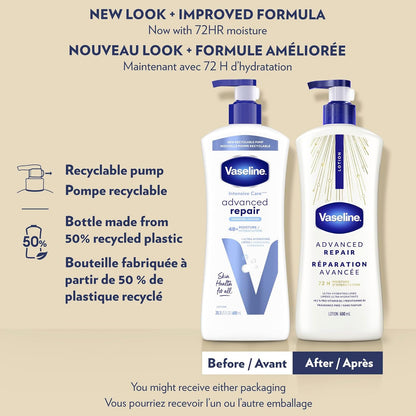 Vaseline Intensive Care Unscented Advanced Repair Body Lotion – Thoughtful Self-Care Gift for Mom, 20.3 oz