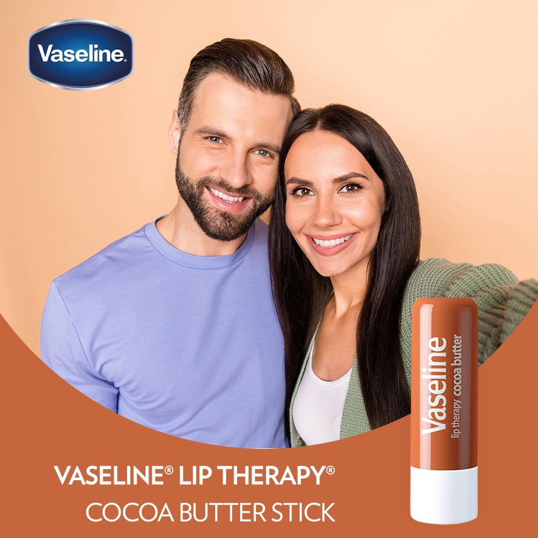 Vaseline Lip Therapy Cocoa Butter Twin Pack – Practical Birthday Gift for Mom and Women, Hydrating Lip Balm Set
