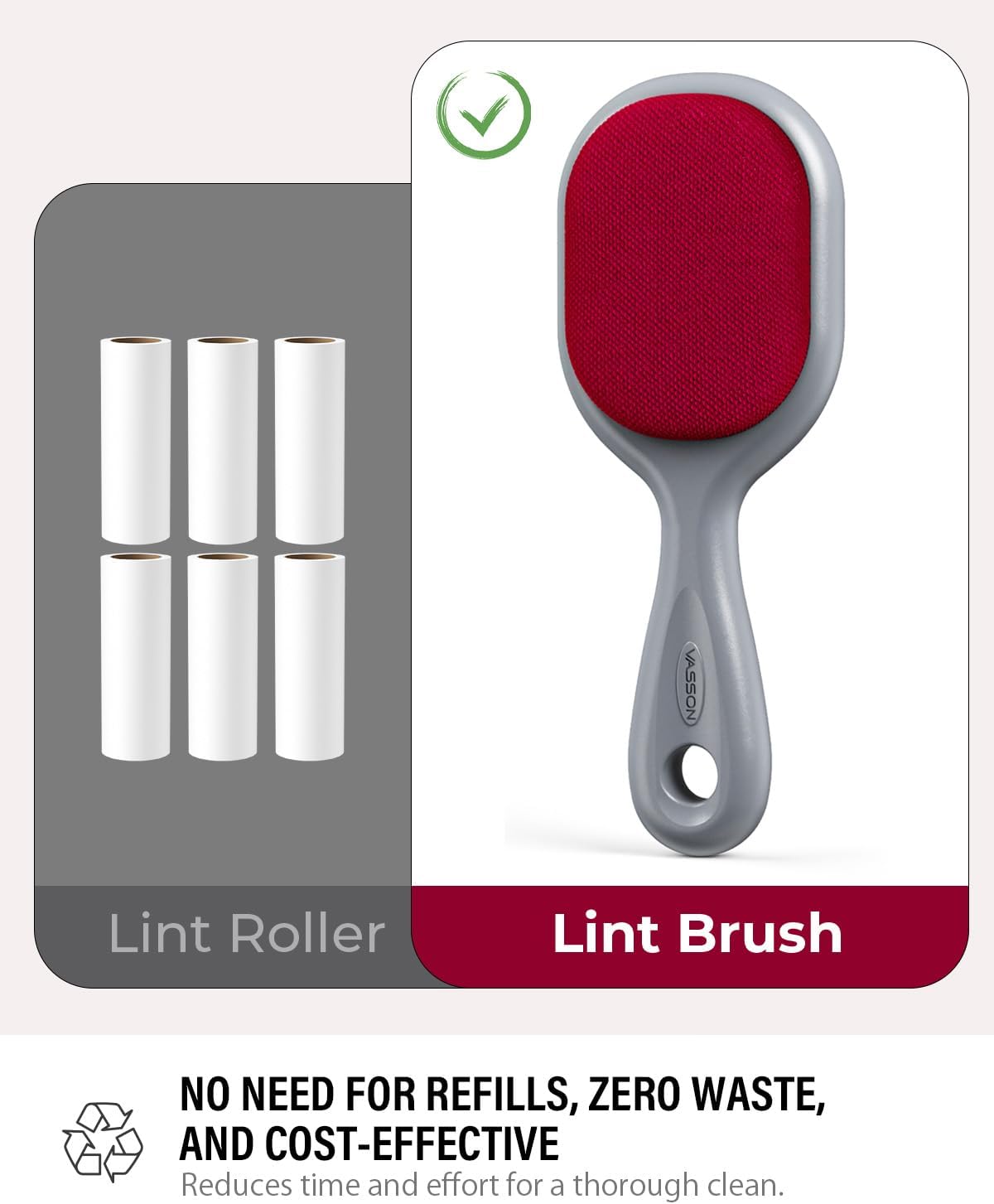 VASSON Heavy-Duty Velvet Brush – All-Weather Lint and Hair Remover for Camping Gear, Outdoor Furniture, and Beach Bags