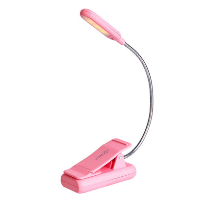 VAVOFO Rechargeable Book Light for Reading in Bed Kids, 7 LED Reading Light with 9-Level Warm Cool White Daylight, Eye Care Lamp with Power Indicator for Bookworms (Pink)
