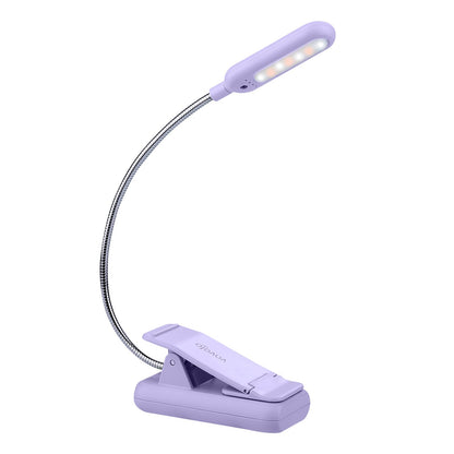 VAVOFO Rechargeable Book Light for Reading in Bed Kids, 7 LED Reading Light with 9-Level Warm Cool White Daylight, Eye Care Lamp with Power Indicator for Bookworms (Purple)