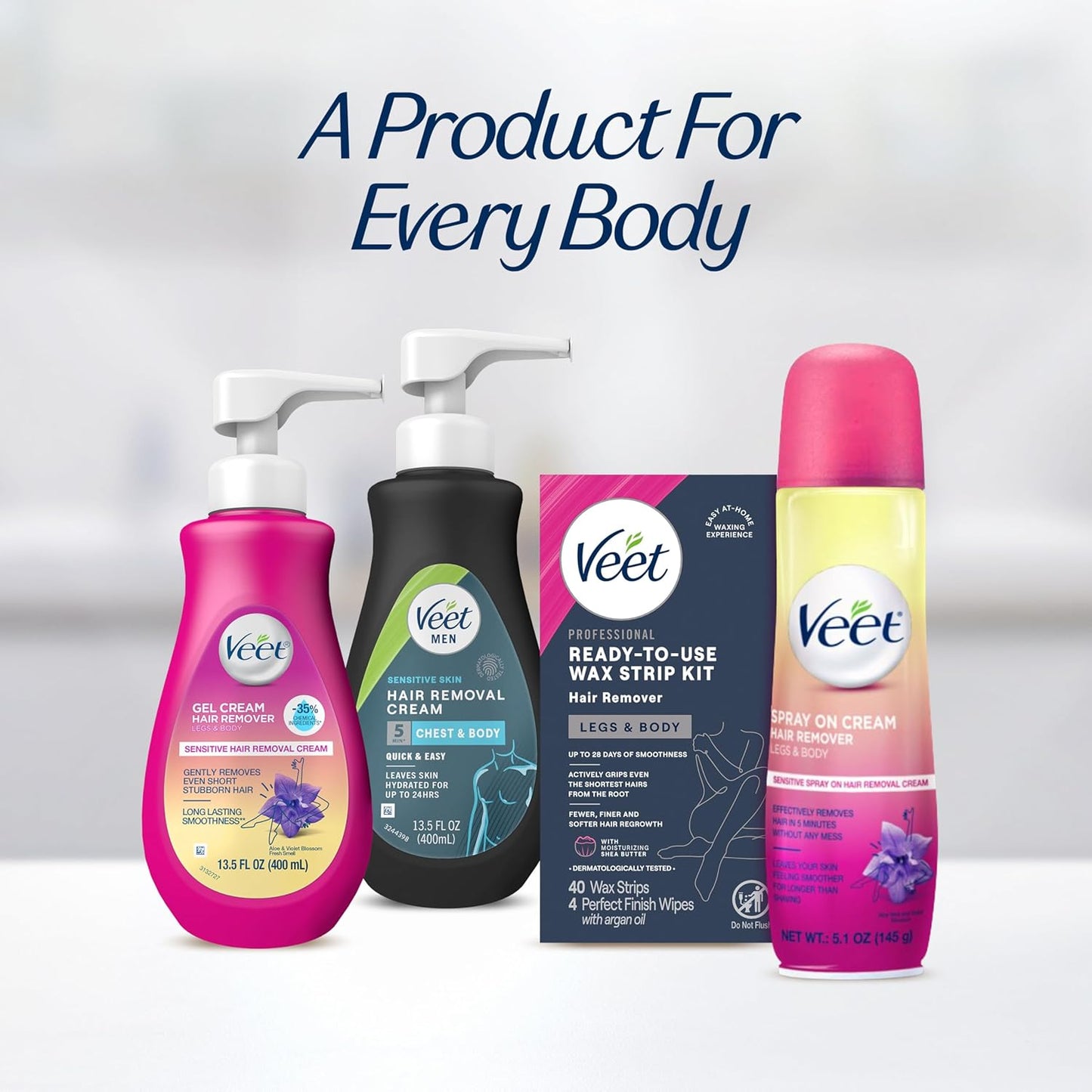 VEET Ready-To-Use Wax Strips – No-Fuss Hair Removal, Simple & Effective Body Grooming Solution