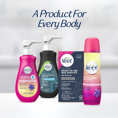 VEET Ready-To-Use Wax Strips – No-Fuss Hair Removal, Simple & Effective Body Grooming Solution