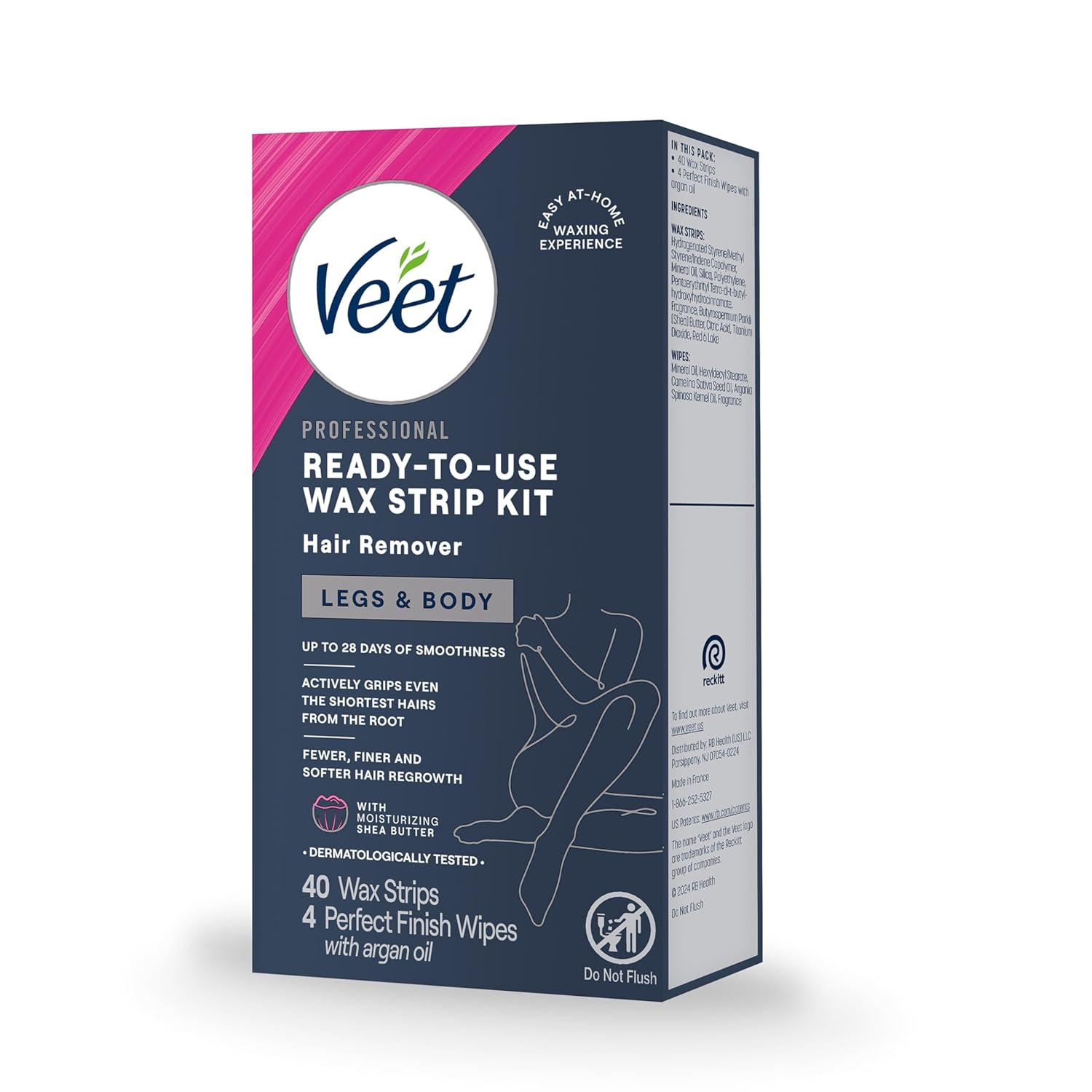 VEET Ready-To-Use Wax Strips – No-Fuss Hair Removal, Simple & Effective Body Grooming Solution