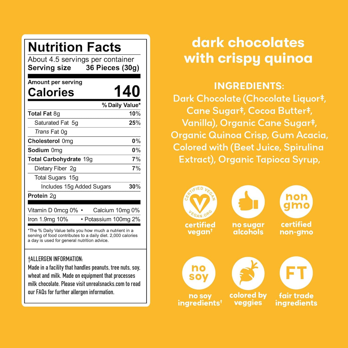 vegan-certified dark chocolate coating