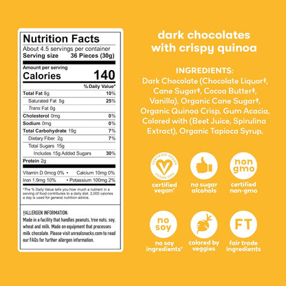 vegan-certified dark chocolate coating