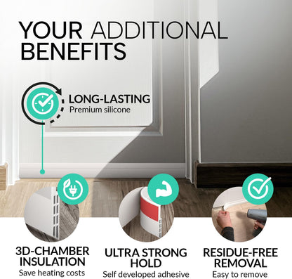 Vellure® Door Draft Stopper for Bottom of Door – Sleek Bedroom Decor Accent, Saves Energy and Blocks Cold Air
