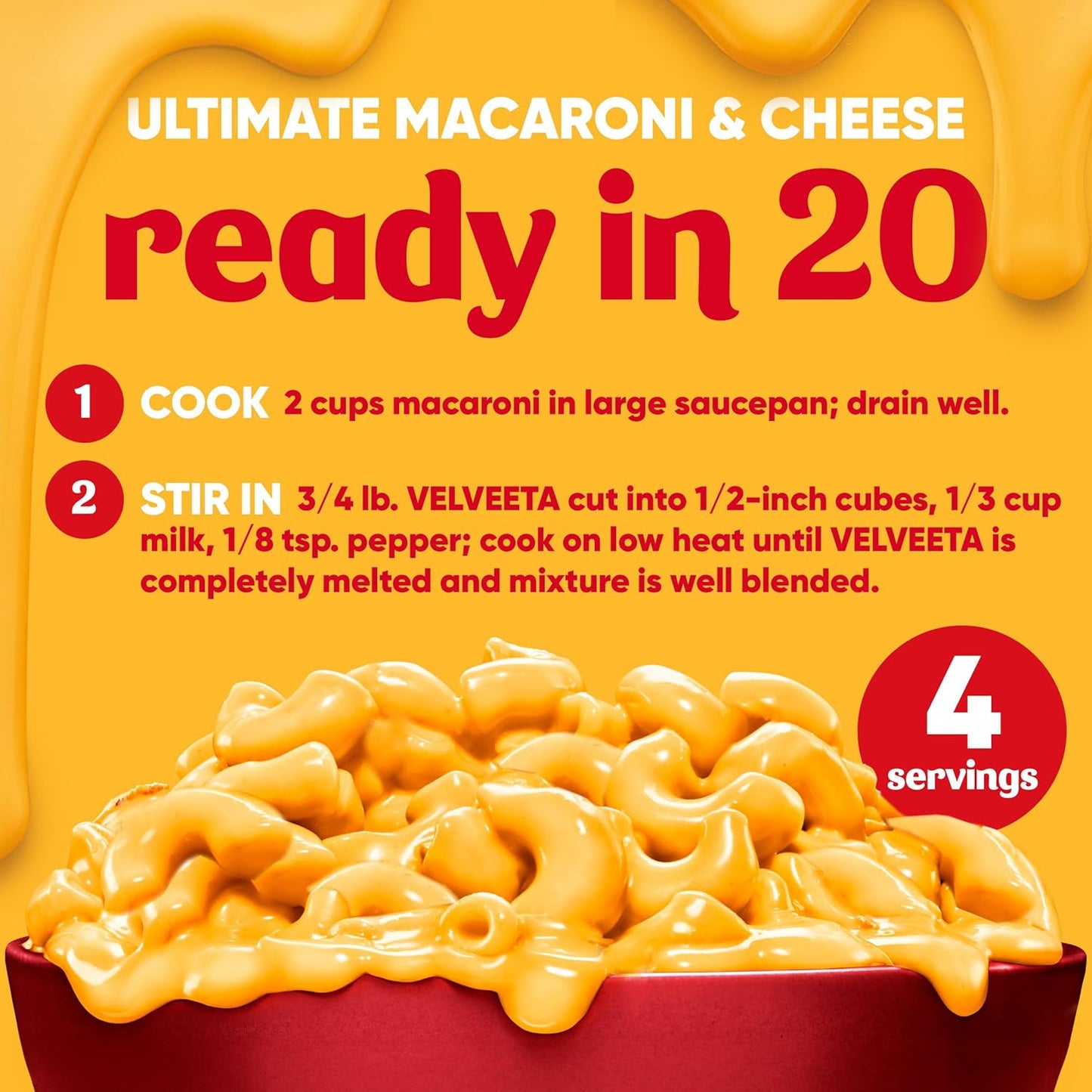 Velveeta Original Cheese Block – Late-Night Study Snack for College Students and Dorms, 16 oz