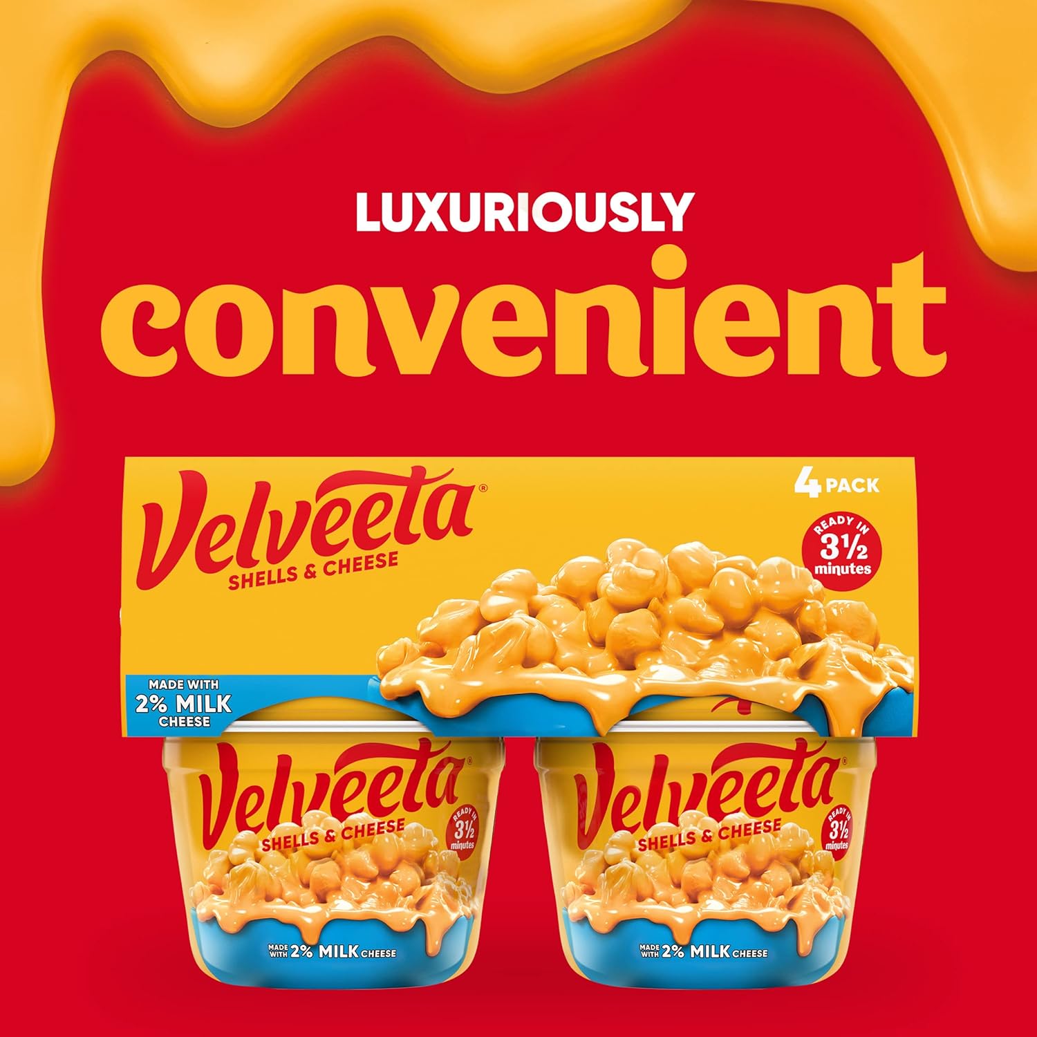 Velveeta Shells & Cheese Microwaveable Cups – Kid-Friendly Lunchbox Side for School and After-School Snacks, 2.19 oz 4-Pack