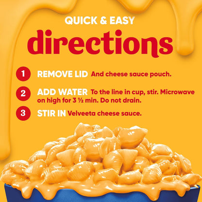 Velveeta Shells & Cheese Original Microwaveable Cup – Easy After-School Lunch for Kids, Single-Serve Pasta Snack